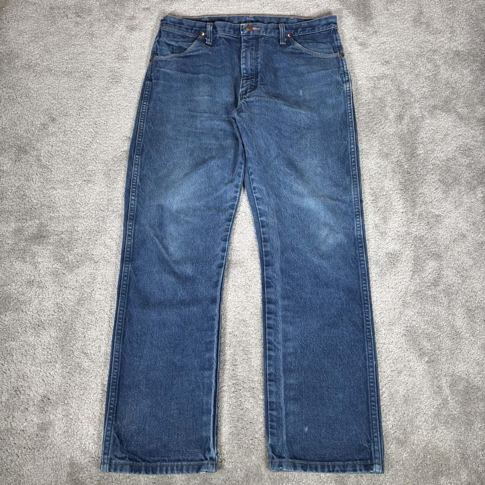 Wrangler Jeans Mens 34x30 (Tag 36x30) Cowboy Cut Original Fit Blue Denim 13MWZ
